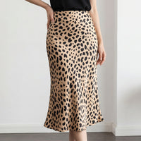 Silk Satin Midi Skirt- Daisy/ Leopard Print